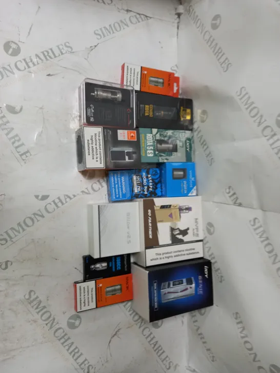 BOX OF APPROXIMATELY 10 ECIG PRODUCTS TO INCLUDE IJOY, SMOK, KANGERTECH 