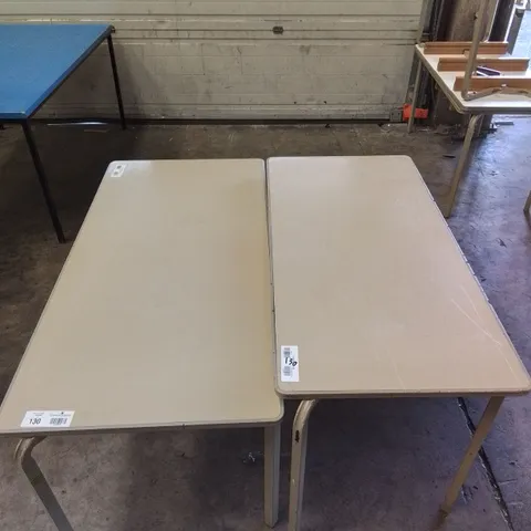 2X WOODEN TABLES WITH METAL LEGS