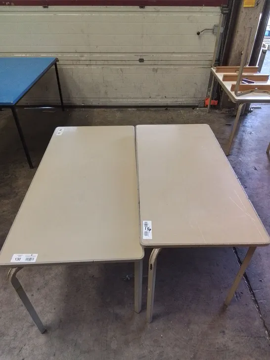 2X WOODEN TABLES WITH METAL LEGS