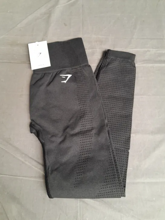 GYMSHARK VITAL SEAMLESS 2.0 LEGGINGS IN BLACK MARL SIZE M