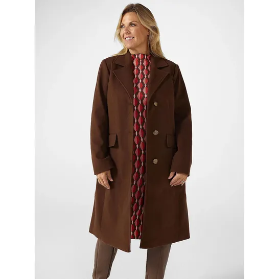 CENTIGRADE LONGLINE SINGLE BREASTED COAT IN BROWN SIZE S