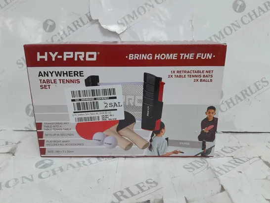 BOXED HY-PRO ANYWHERE TABLE TENNIS SET  RRP £16.99