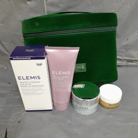 ELEMIS X4 ASSORTED COSMETIC PRODUCTS WITH BAG TO INCLUDE - PRO-COLLAGEN CLEANSING BALM - ENGLISH GARDEN BODY BALM - WHITE FLOWERS EYE & LIP MAKEUP REMOVER - ETC