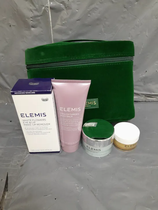 ELEMIS X4 ASSORTED COSMETIC PRODUCTS WITH BAG TO INCLUDE - PRO-COLLAGEN CLEANSING BALM - ENGLISH GARDEN BODY BALM - WHITE FLOWERS EYE & LIP MAKEUP REMOVER - ETC