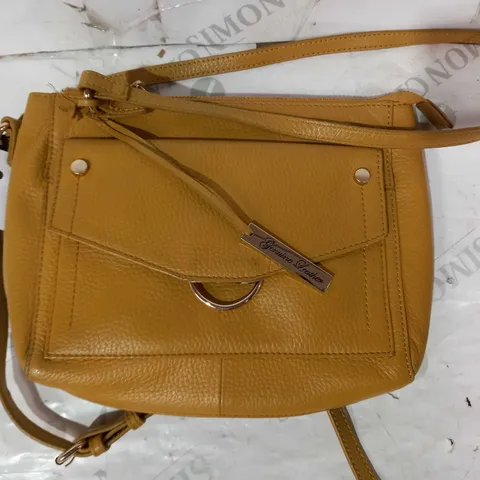 ASHWOOD MULTI COMP RING FRONT LEATHER CROSSBODY BAG IN OCHRE COLOUR