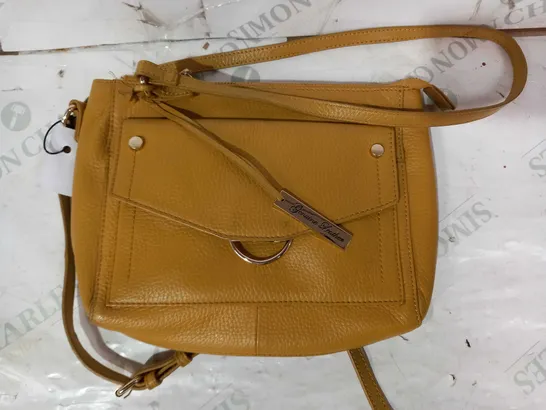 ASHWOOD MULTI COMP RING FRONT LEATHER CROSSBODY BAG IN OCHRE COLOUR