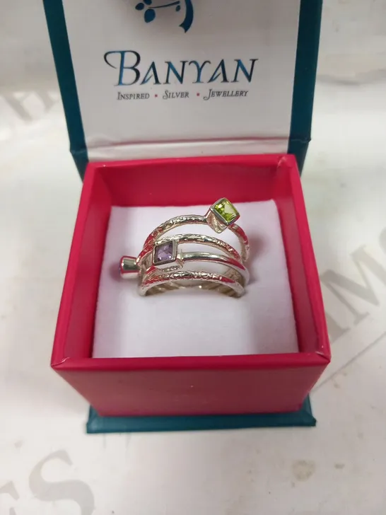 BOXED BANYAN STACKED RING SILVER