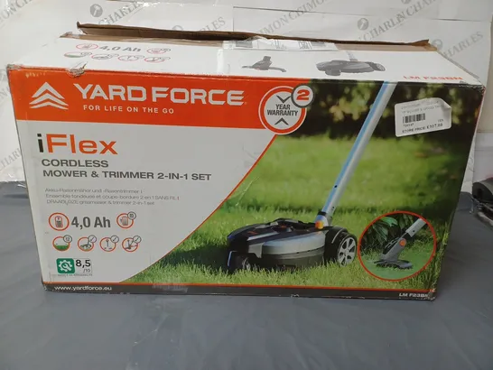 BOXED YARD FORCE IFLEX 12V MOWER & GRASS TRIMMER 