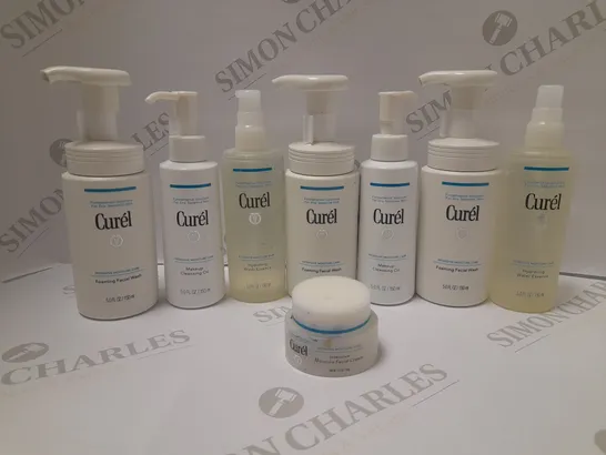 LOT OF APPROX 8 ASSORTED CUREL FOAMING FACIAL WASH, MAKEUP CLEANSING OIL, HYDRATING WATER ESSENCE, ETC