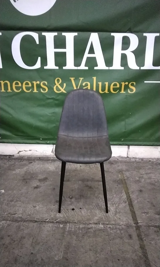 CHARCOAL GREY LEATHER DINING CHAIRS WITH BLACK LEGS