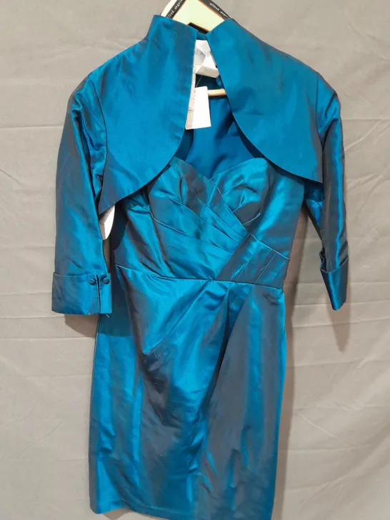 ALFRED ANGELO TEAL OCCASIONAL DRESS WITH SHOULDER JACKET - UK 10