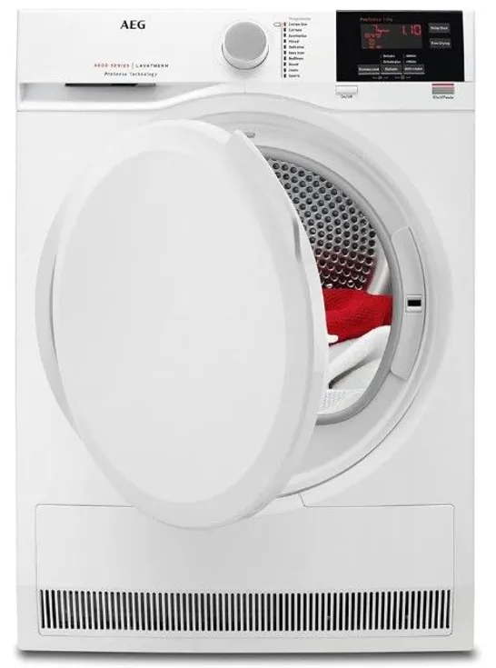 AEG T6DBG720N, 6000 PROSENSE CONDENSER, 7KG TUMBLE DRYER, FREESTANDING, DELAY START OPTION, SENSOR DRYER, REVERSE TUMBLING, 1400 RPM, 66 DECIBELS, ?2800 W, WHITE