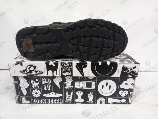 BOXED PAIR OF KOI TRAINERS IN BLACK/ORANGE SIZE 7