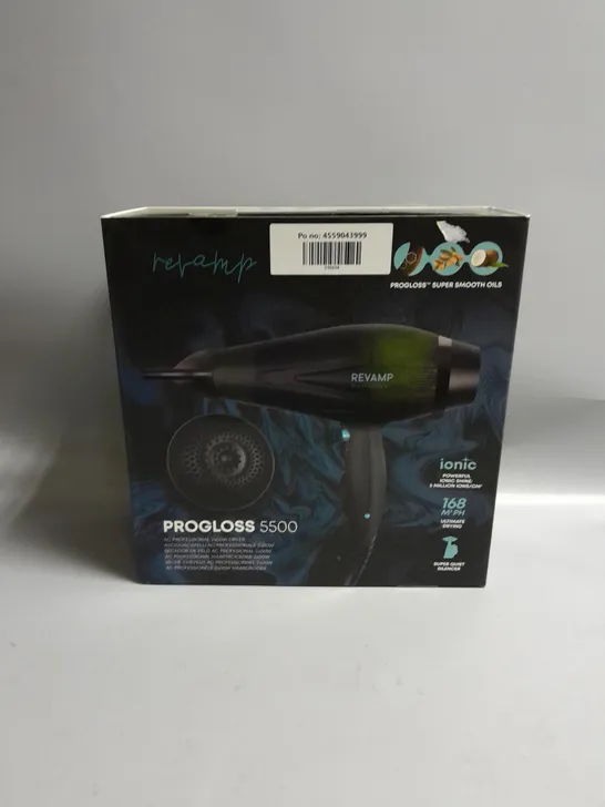 BOXED REVAMP PROGLOSS 5500 PROFESSIONAL HAIRDRYER BLACK