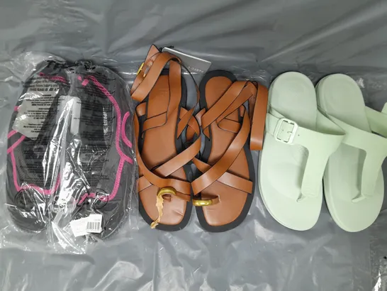 BOX OF APPROXIMATELY 15 ASSORTED PAIRS OF SHOES AND FOOTWEAR ITEMS IN VARIOUS COLOURS, STYLES, AND SIZES - COLLECTION ONLY