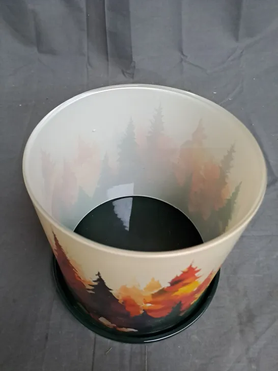 BOXED HOMEWORX GLASS CANDLE SURROUND WITH AUTUMN TREE DESIGN 