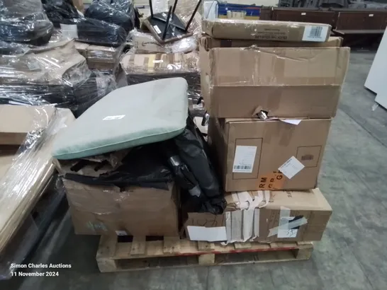 PALLET CONTAINING VARIOUS BOXED FURNITURE PARTS AND OTHER HOUSEHOLD ITEMS ETC.