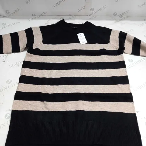 NEW LOOK BLACK KNIT OP VDE STRIPE JUMPER - M