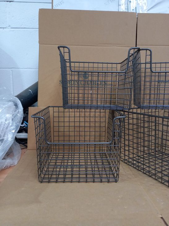 SET OF 4 ALL-PURPOSE WIRE BASKETS - DARK GREY - 26X26X19