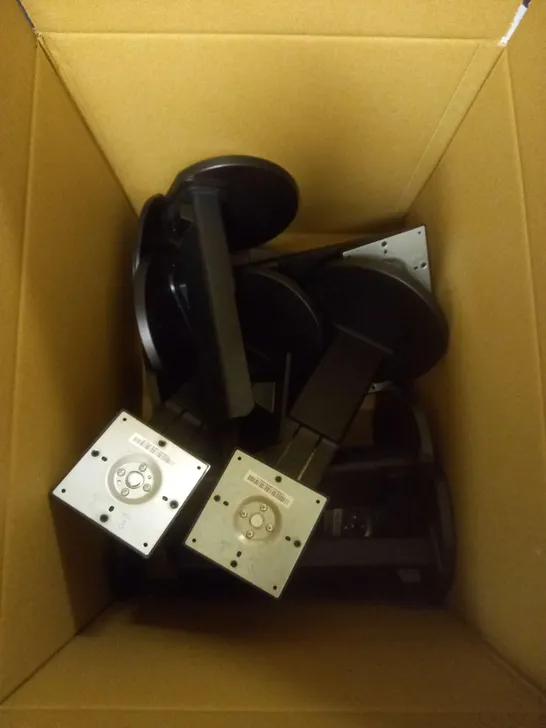 BOX OF APPROX 12 ASSORTED MONITOR STANDS IN BLACK