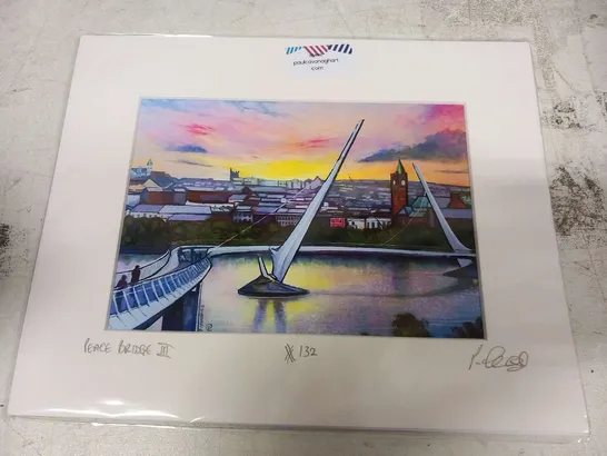 TWO SIGNED AND MOUNTED PAUL CAVANAGH PRINTS TO INCLUDE; WATERLOO STREET AND PEACE BRIDGE III