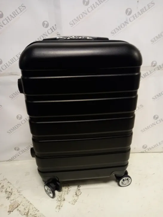 BLACK WHEELED HARD SHELLED LUGGAGE CASE - APPROX 55X35X23CM