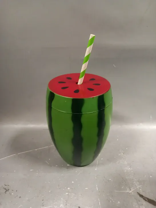 12 X PLASTIC WATERMELON DRINKING CUPS & STRAWS 