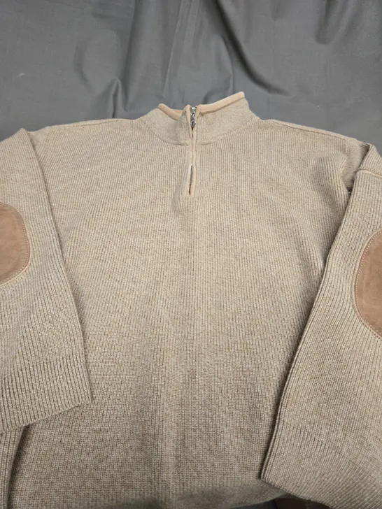 PAUL & SHARK BEIGE KNITTED QUARTER ZIP - 3XL