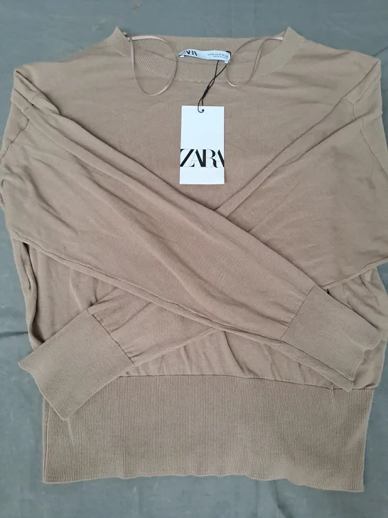 ZARA LONG SLEEVE TOP IN BROWN SIZE MEDIUM