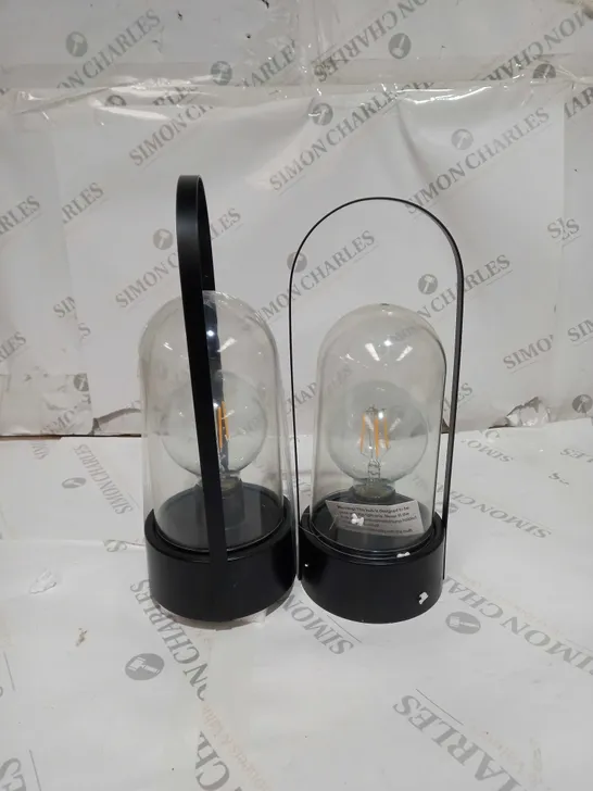 2 BLACK GLASS LANTERNS LED