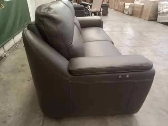 QUALITY ITALIAN DESIGNER PARMA NEW ELECTRIC RECLINER SOFA - DARK GREY LEATHER 