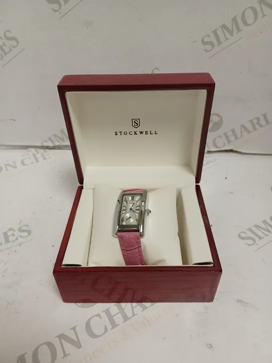 LADIES STOCKWELL WATCH – TEXTURED DIAL WITH SUB DIAL MINUTE HAND – PINK LEATHER STRAP 