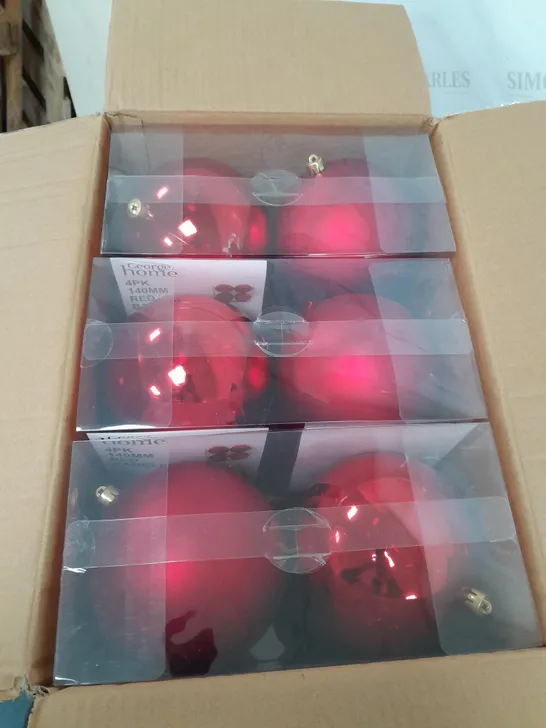 BOX OF 3 4 PACK 140MM RED BAUBLES