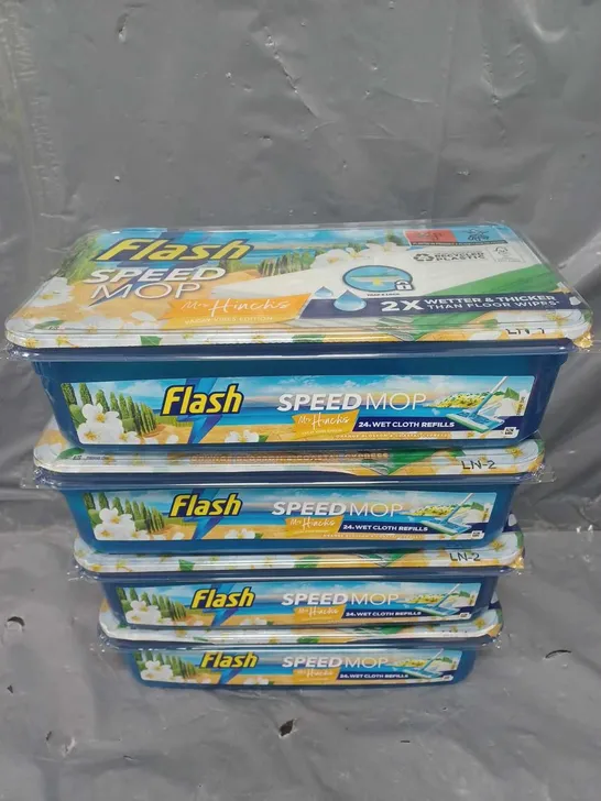 4 BOXED FLASH SPEEDMOP WET FLOOR CLEANING WIPES, MRS HINCH'S VACAY VIBES, 24 CLOTHS PER BOX