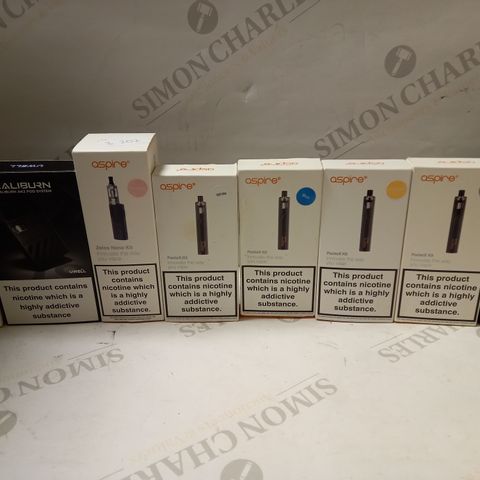 LOT OF APPROX 20 E-CIGARETTES TO INCLUDE ASPIRE POCKEX KITS IN VARIOUS COLOURS, UWELL CALIBURN AK2 POD, ETC