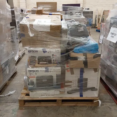 PALLET OF APPROXIMATELY 17 ASSORTED UNPROCESSED RAW RETURNS PRINTERS, SPEAKERS AND INSTRUMENTS TO INCLUDE;