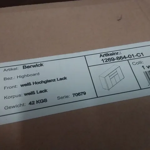 BOXED BERWICK WHITE GLOSS HIGHBOARD (2 BOXES)