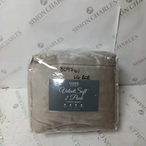 COZEE HOME SET OF 2 VELVETSOFT FITTED SHEETS LIGHT GREY, DOUBLE