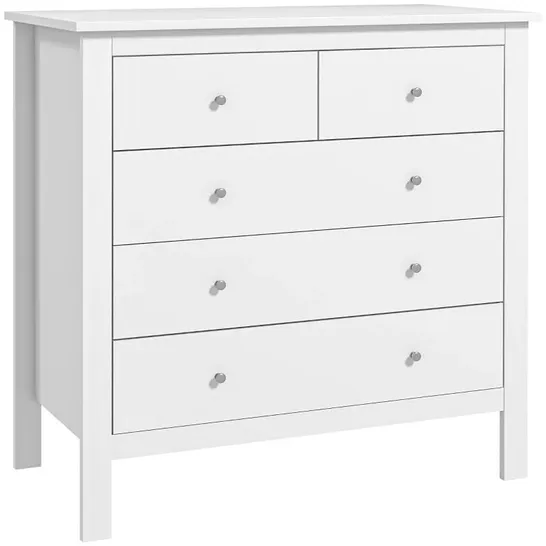 BOXED HOMCOM CHEST OF DRAWERS WITH 5 DRAWERS - WHITE (1 BOX)