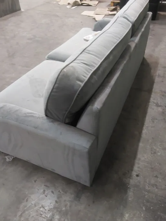 DESIGNER VICTORIA 4 SEATER GREY VELVET UPHOLSTERED SOFA 