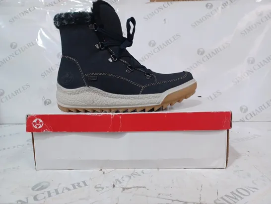 BOXED RIEKER WATER RESISTANT WARM HIKER BOOTS, NAVY - SIZE 5