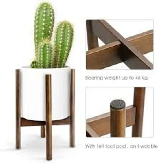 BOXED PLANT STAND, PLANT HOLDER MID CENTURY WOOD MODERN FLOWER POTTED HOLDER RACK FOR INDOOR OUTDOOR FITS UP TO 21 CENTIMETER POT(POT NOT INCLUDED)