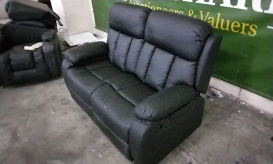 QUALITY DESIGNER BLACK LEATHER MANUAL RECLINER 2 SEATER SOFA