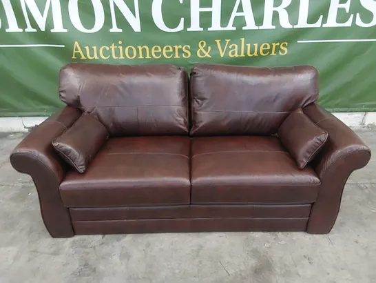 DESIGNER VANTAGE 3 SEATER LEATHER SOFA - CHESNUT