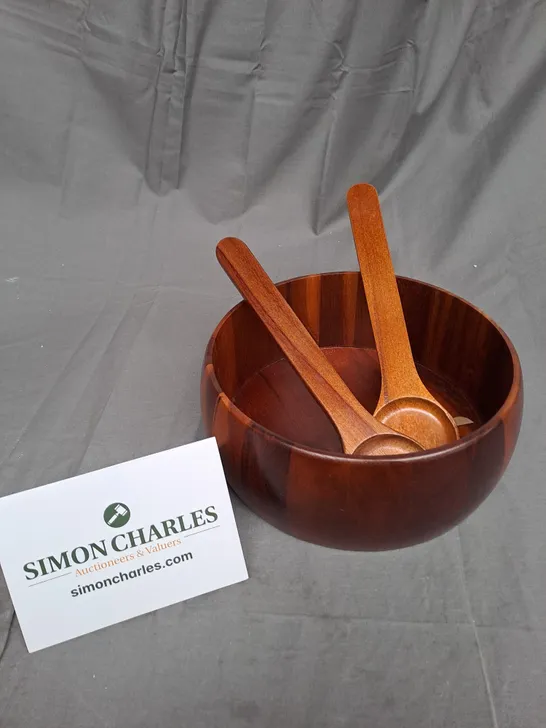 BOXED GIBSON HOMEWARES ACACIA WOOD 3PC SALAD SET 