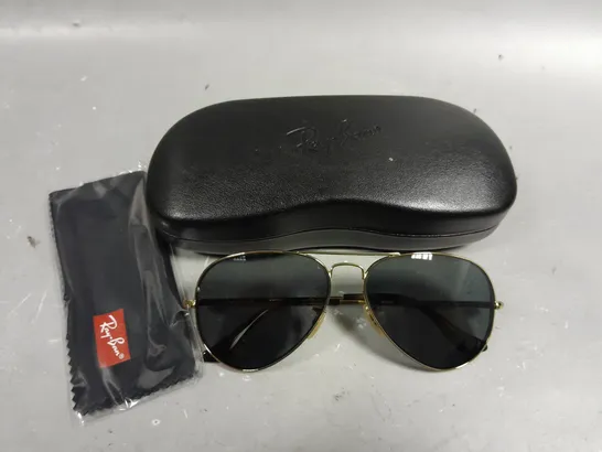 RAY BAN GOLD FRAMED GLASSES IN CASE