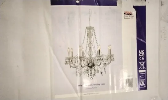 BOXED MARIE THERESA 8 LIGHT CANDLE STYLE CHANDELIER CHROME