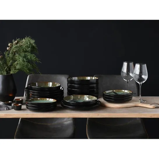 BOXED NORDIC FJORD 18 PIECE STONEWARE DINNERWARE SERVICE SET FOR 6