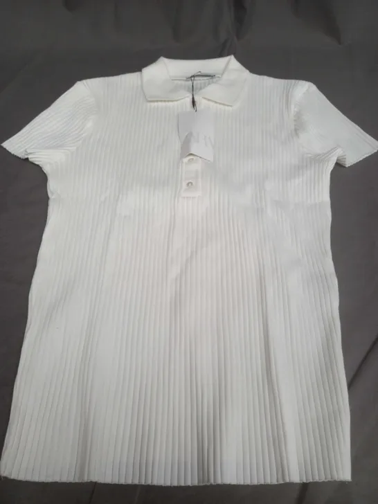 ZARA WHITE POLO SHIRT - LARGE