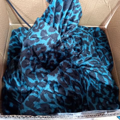 COZEE HOME HOODED PONCHO WITH POM POMS WILD LEOPARD